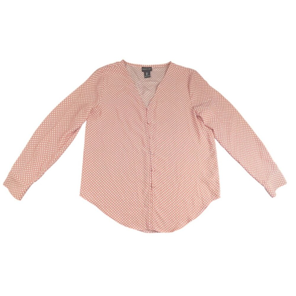 Rachel Zoe Womens Polka‎ Dot Long Sleeve Blouse Size S Mauve